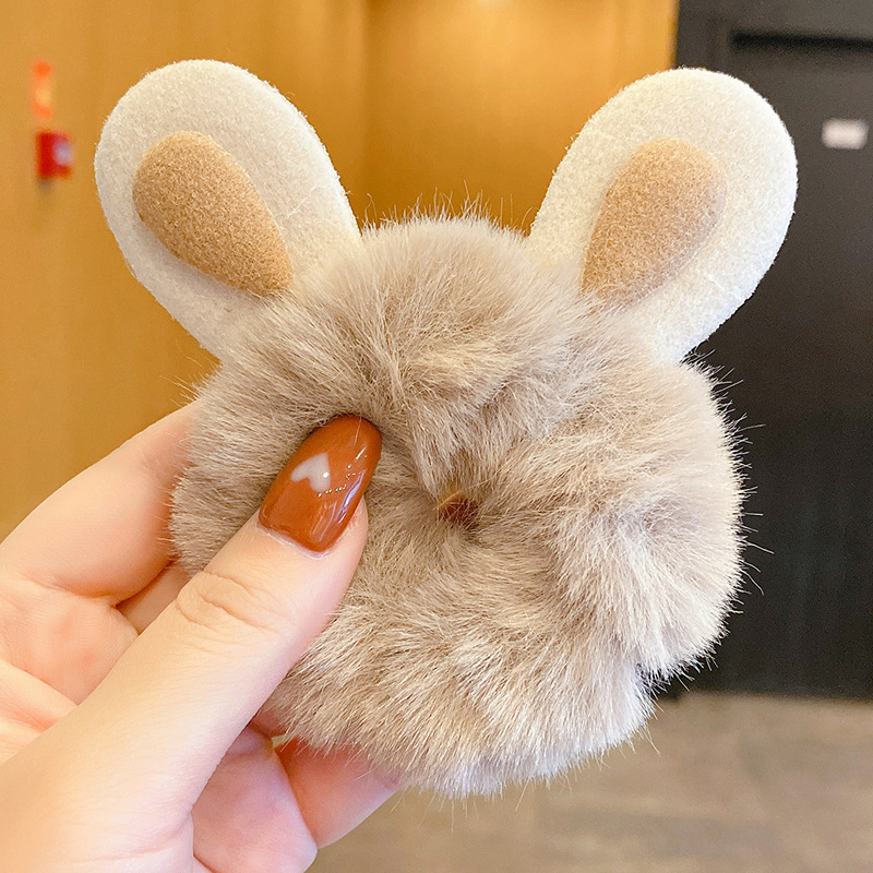 Children's Cute Rabbit Ears Plush Large Intestine Hair Band Girls' Hair Rope 2022 New Furry Hair Ring Elastic String Headdress