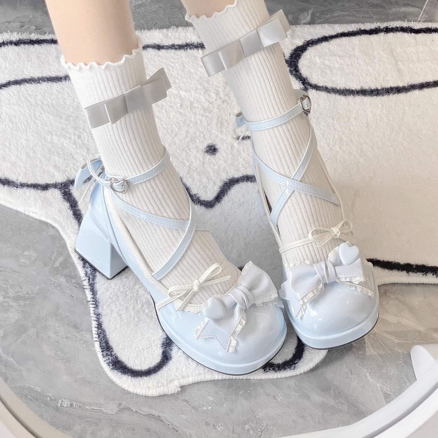 仙气甜美洛丽塔鞋可爱女生鞋子鞋玛丽珍粗跟lolita高跟鞋防水台