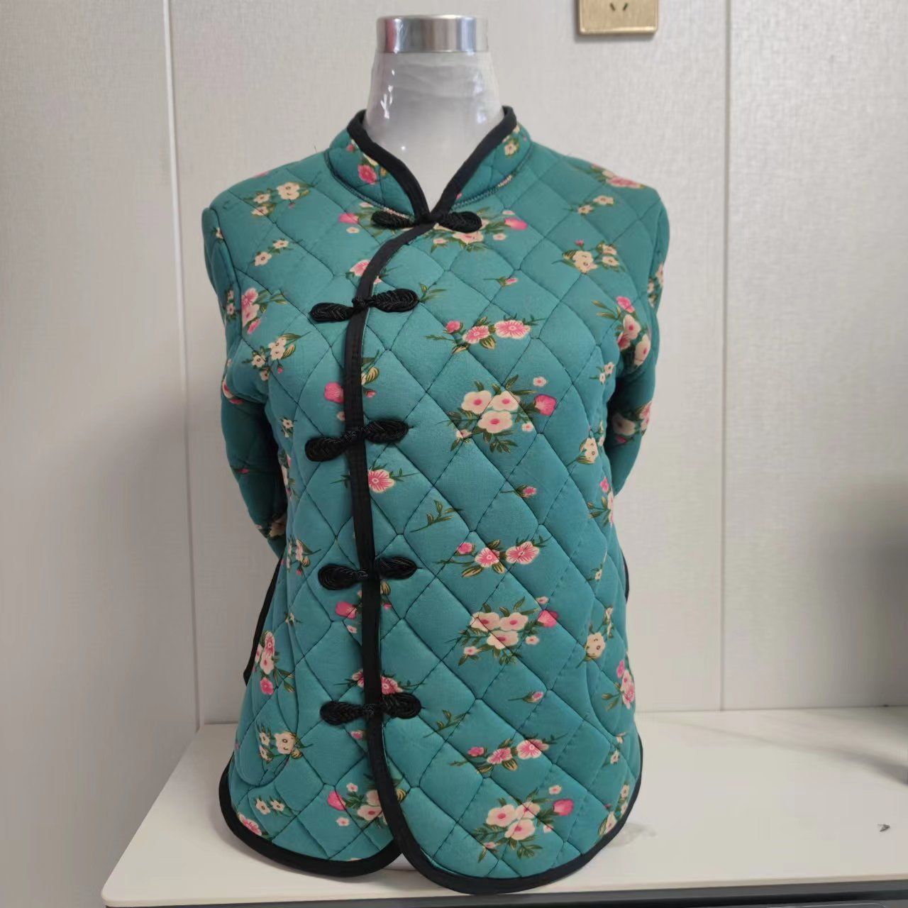 网红偏襟女棉衣东北大花棉袄加厚保暖舒适修身透气