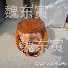 仿古家具榆木全实木桌椅凳明清换鞋凳中式座具圆鼓凳