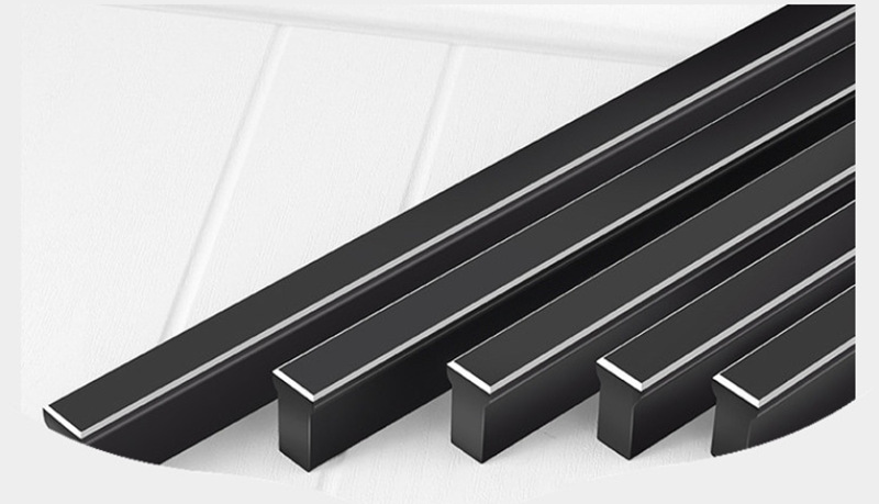 铝合金直条一字t型1米超长哑黑银白边实心铝型材拉手