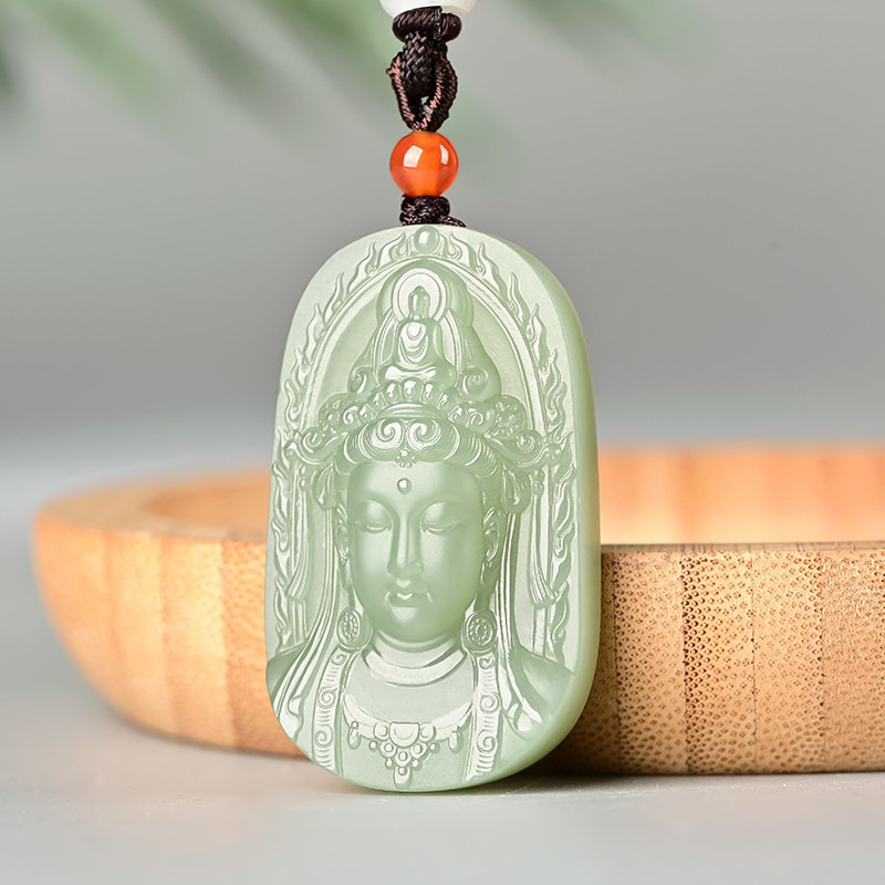 和田玉半身观音头像玉吊坠男士观音菩萨玉佩挂件个性玉石饰品项链