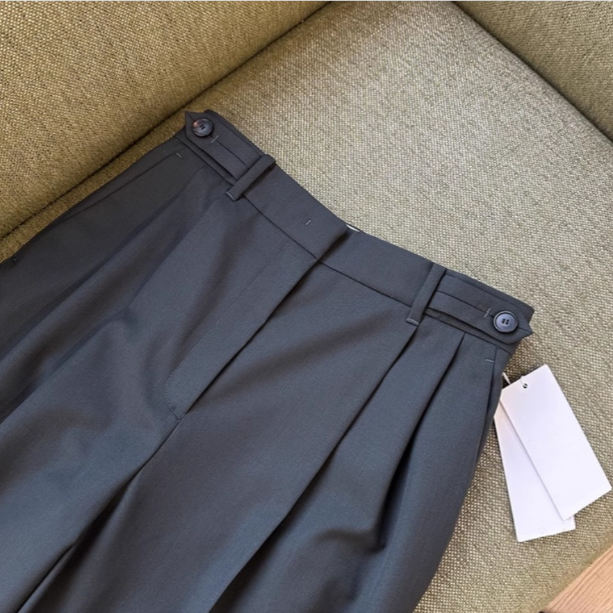 闭眼入无D推荐!客供意大利~精纺羊毛小阔腿西装裤女直筒高腰显瘦