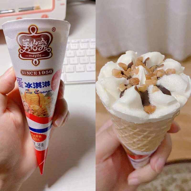 甜筒怀旧美怡乐广蛋蛋筒脆宝非常大头脆筒中杯红豆湖南人爱冰淇淋