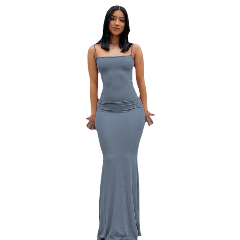 European and American Foreign Trade Women's Clothing 2022 Kardashian Skims Dress Casual Slim Strap Home Long Dress