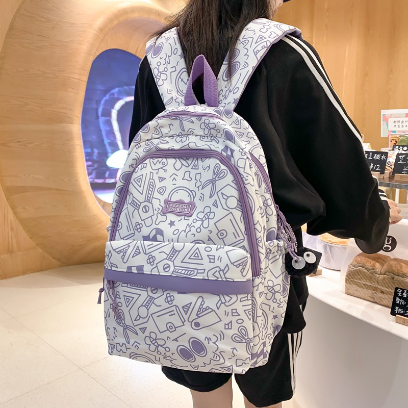 Schoolbag 2022 New Korean Style Ins Style Graffiti Backpack Women's Casual Simple Junior and Middle School Students Large Capacity Backpack