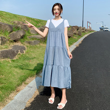 孕妇装2020夏装韩版宽松显瘦棉麻两件套孕妇连衣裙