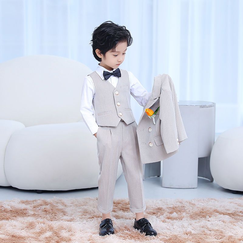 男童西装套装宝宝周岁生日庆典礼服男孩韩版双排扣婚礼花童小西服