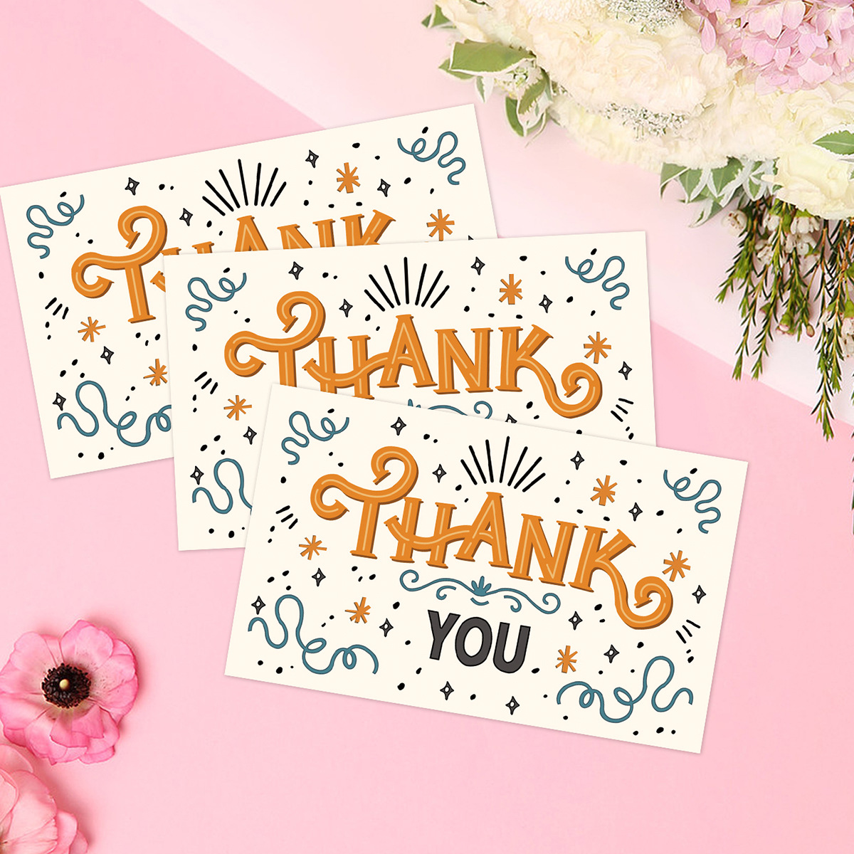 thank you card感谢卡礼物节日贺卡婚庆商业派对邀请卡50张/包