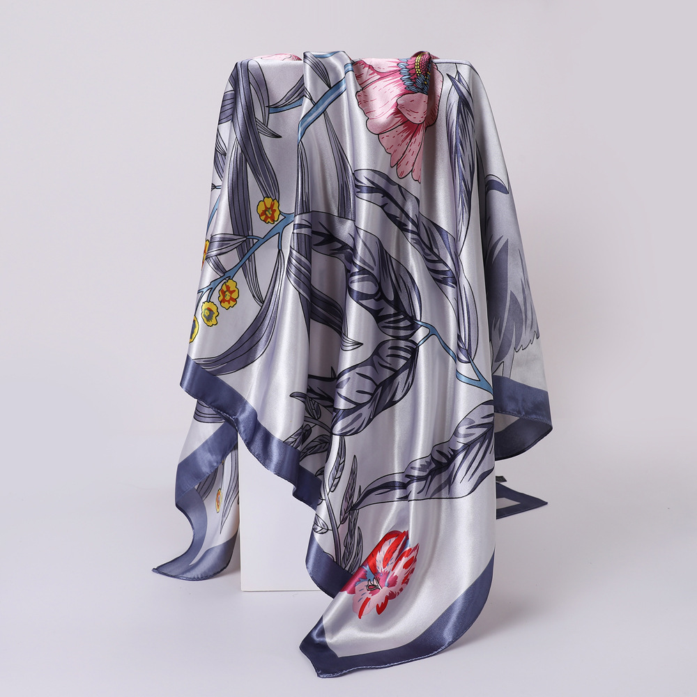 New Korean Style Scarf Women's Square Scarf Printing Imitated Silk Scarves Summer Coat Sunscreen 90 Kerchief Scarf Shawl