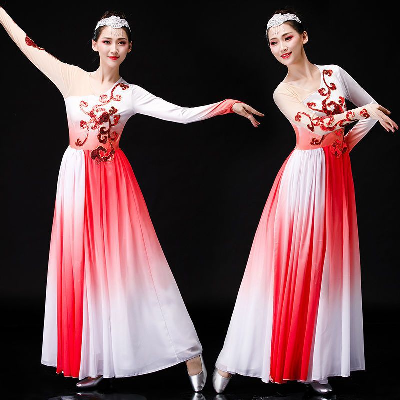 开场舞大摆裙演出服女成人新款现代舞蹈服装飘逸合唱古筝表演长裙