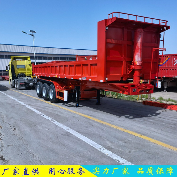 11米三轴后翻斗自卸半挂车 高箱板特点 厚边板自卸半挂车 翻斗车