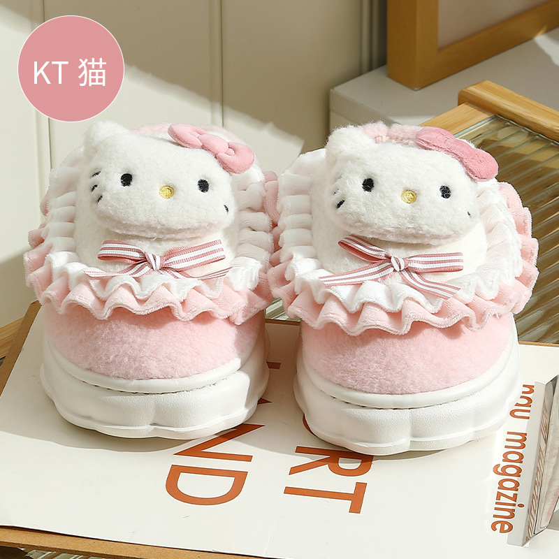 Cinnamoroll Babycinnamoroll Cotton Slippers Women's Autumn and Winter 2023 New Indoor Home Warm Shit Feeling Bag Heel Plush Slippers