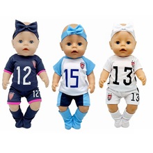 43cm夏芙娃娃衣服18寸美国女孩娃娃衣服世界杯足球服美国队队服