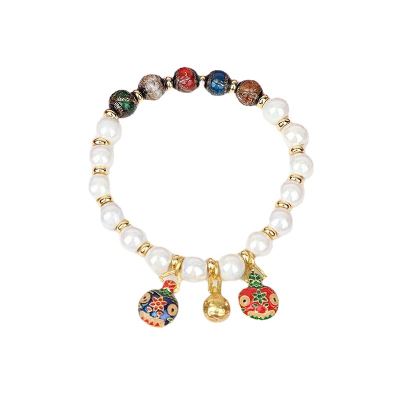 Spot Goods Beijing Palace Museum's Cultural and Creative Products Bracelet Swallowing Gold Beast Fragrant Gray Porcelain Glaze Cinnabar Bracelet Men and Women Ceramic Bracelet Wholesale