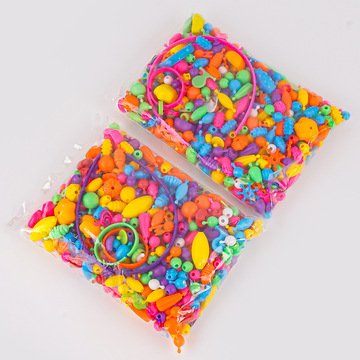 百变创意波普珠儿童益智 手工diy女孩无绳项链手链串串珠玩具跨境