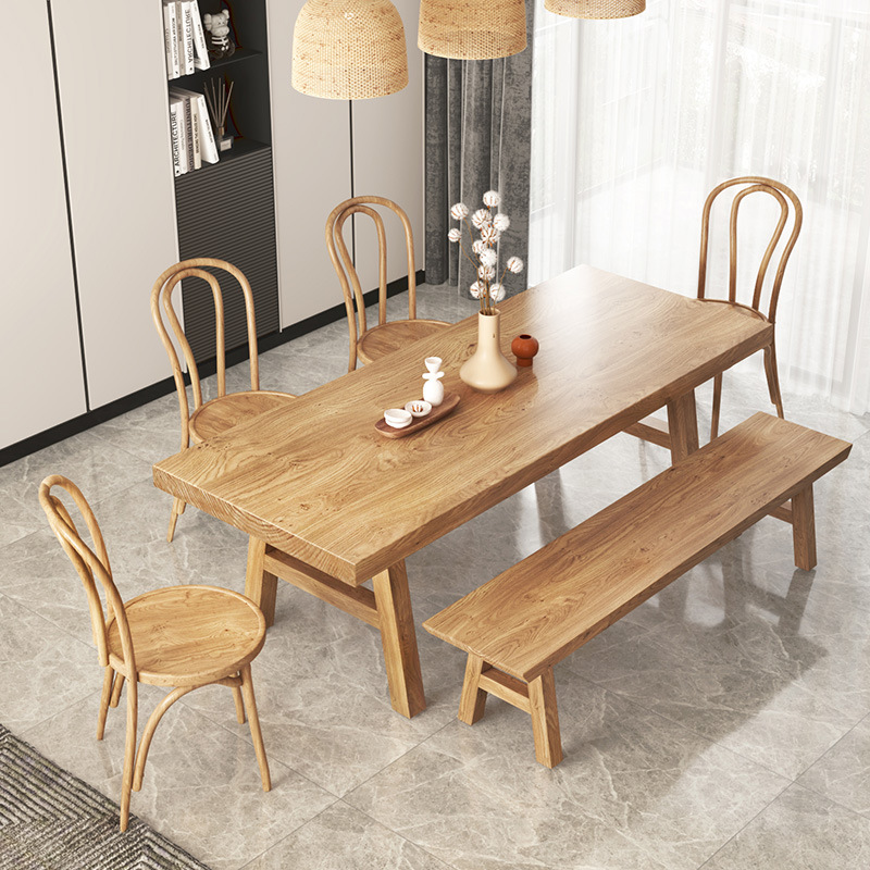 北欧简约餐桌椅组合家用小户型自然边实木泡茶桌日式简约吃饭桌子