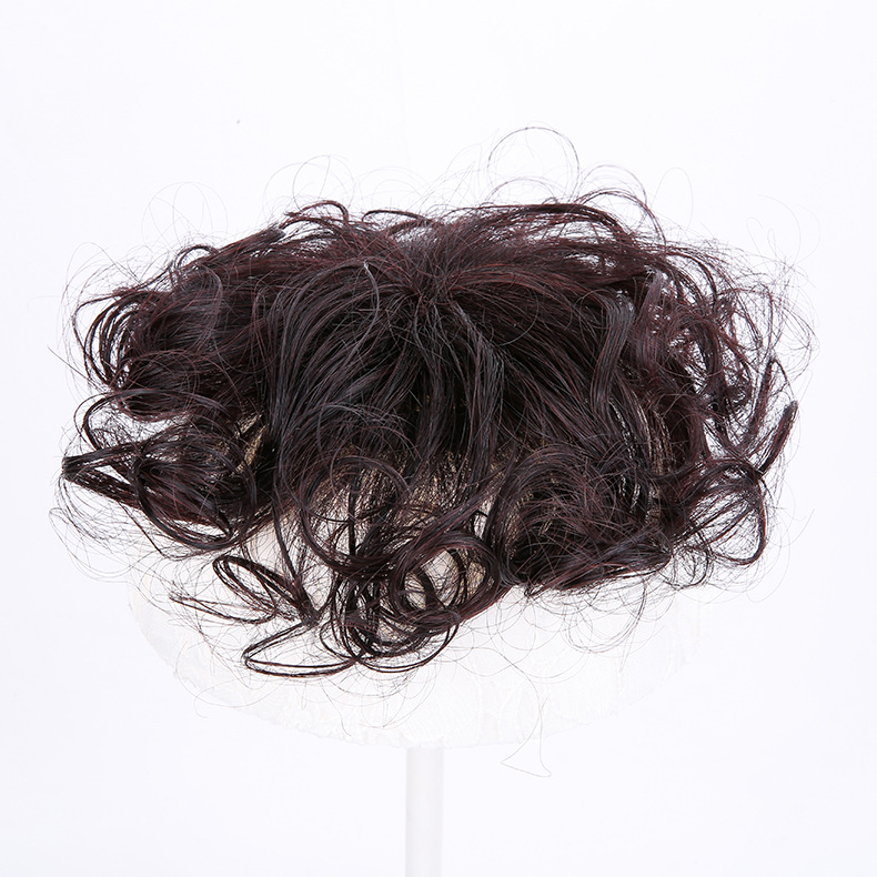 假发片头顶补发块小卷发短发真发遮白发轻薄蓬松玉米须刘海假发女