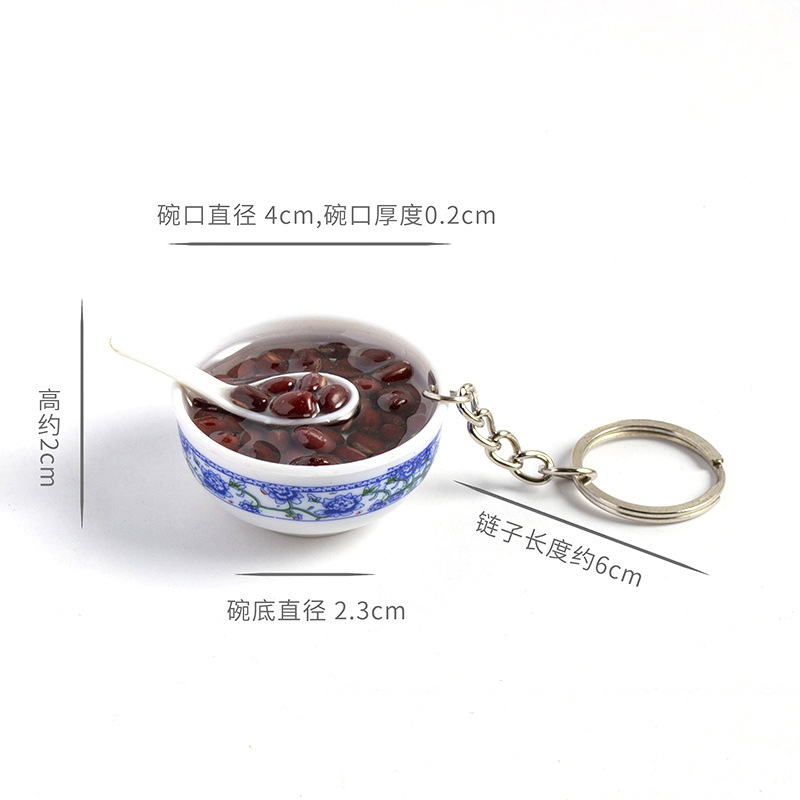 Factory in Stock PVC Simulation Food Toy Pendant Creative Dried Rice People Imitation Blue and White Porcelain Bowl Candy Toy Ornaments