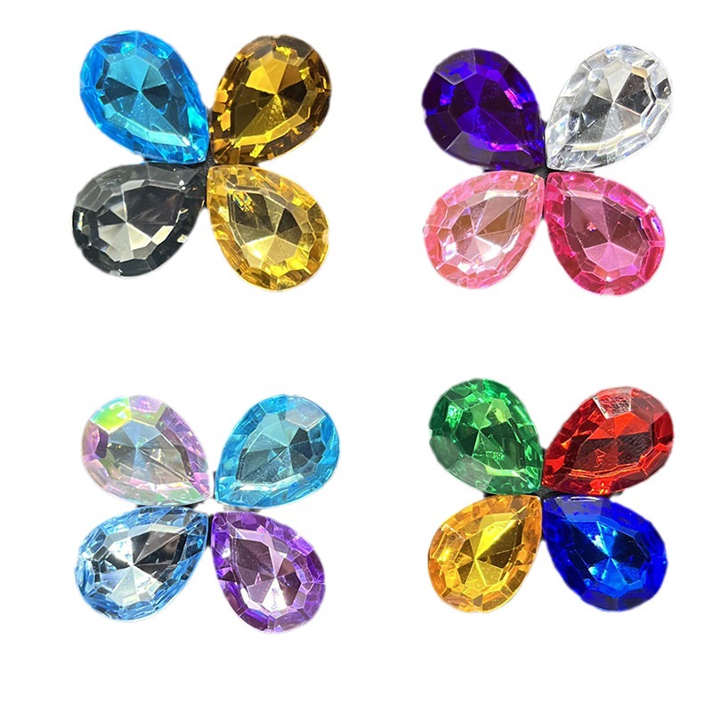 Cross-Border Crystal-like Glass Pointed Bottom Drop-Shaped Diamond in Stock Wholesale Non-Porous More Sizes Special-Shaped Acrylic Diamond