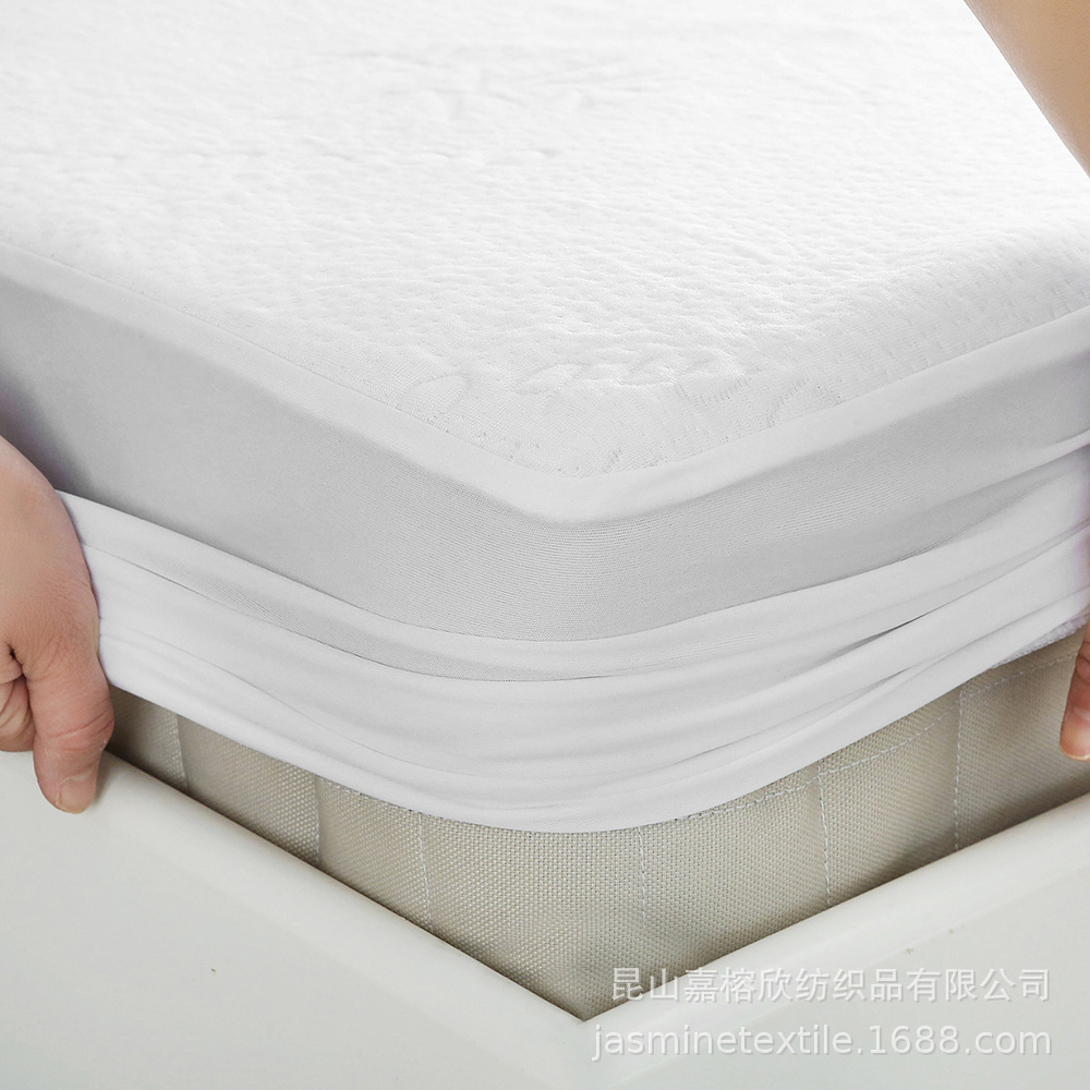 亚马逊跨境竹纤维空气层防水床笠透湿防螨夹棉床罩床垫套批发白色