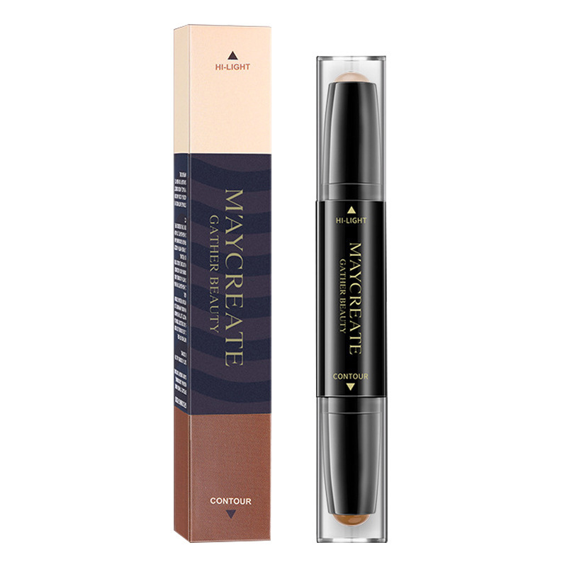 M'AYCREATE Double-Headed Contour Stick Concealing and Setting Waterproof Highlighter Stereo Face Brighten Pen Factory Wholesale