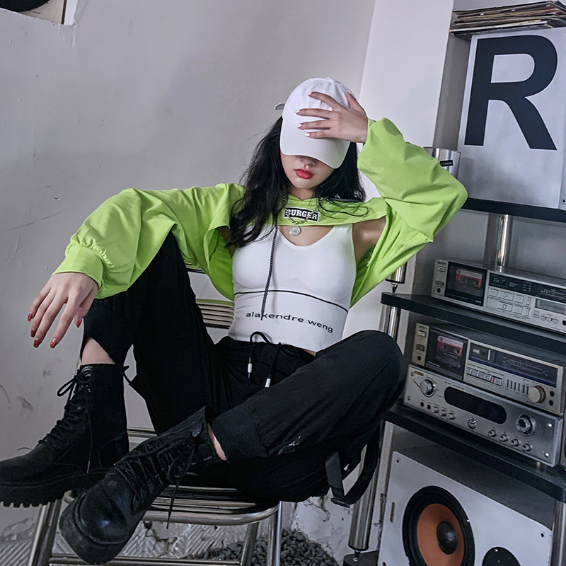 爵士风格女装连帽卫衣酷酷女孩穿搭套装帅气jazz上衣欧美跳舞衣服