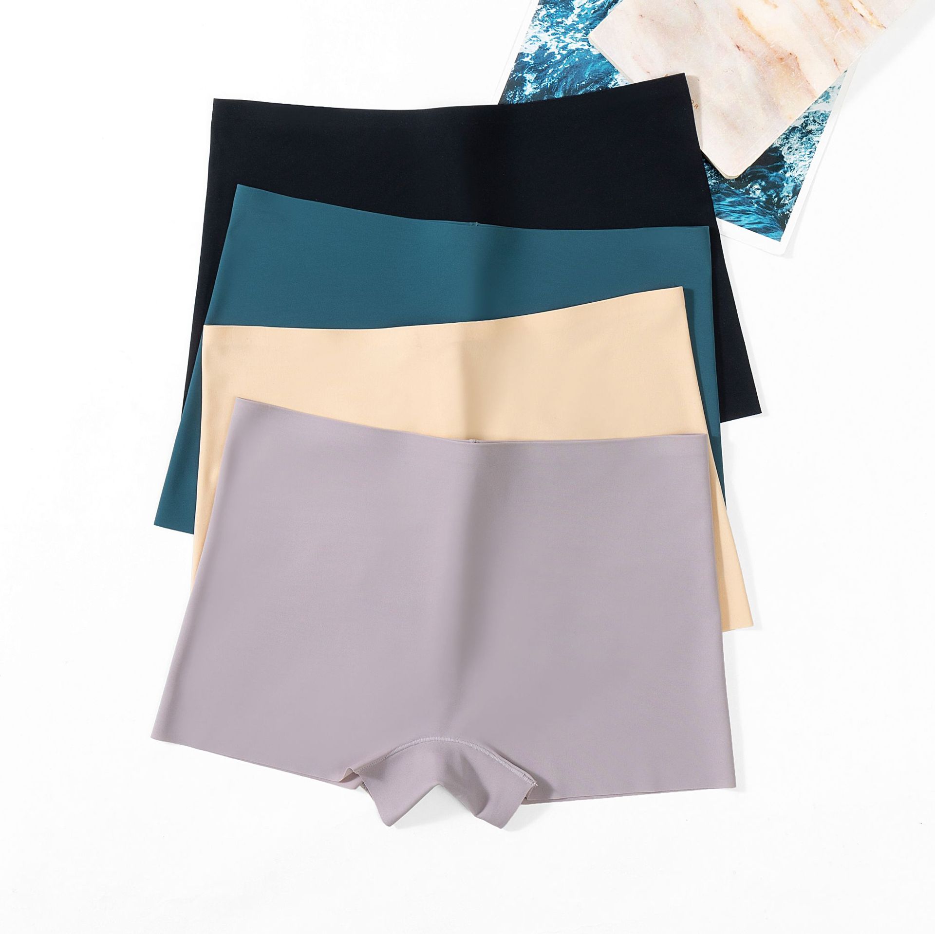 亚马逊专用女士无痕简约纯色内裤女外贸欧码防走光低腰透气平角裤