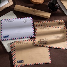 牛皮纸复古欧式航空信封可邮寄加和信纸套装明信片卡片贺卡高级感