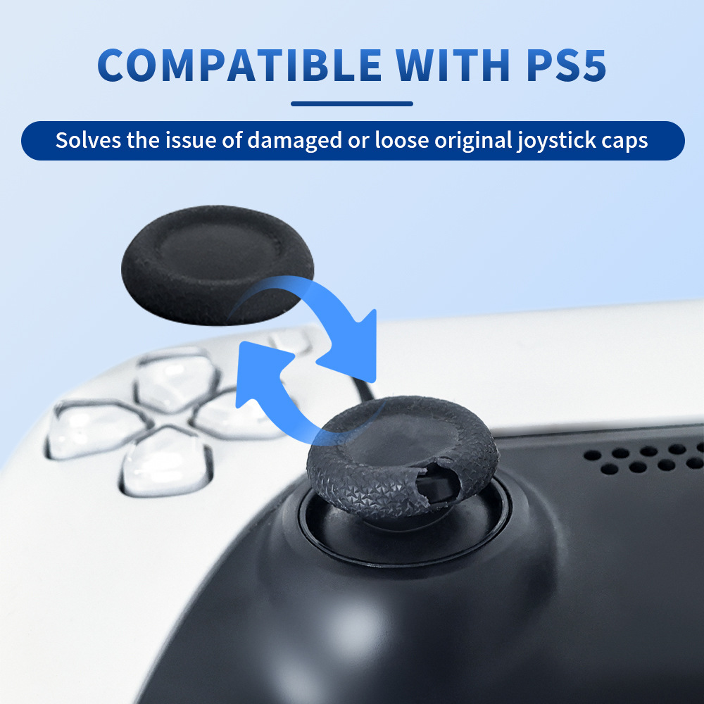 适用于PS4 PS5 游戏手柄摇杆的替换修复帽无需拆机简单安装
