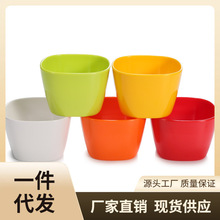 H6DQ彩色密胺四方碗塑料小碗仿瓷碗餐厅快餐米饭碗粥碗汤碗商用