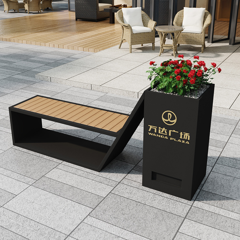 坐凳户外铁艺花箱卡座围栏组合商业街售楼部广场花架庭院种植箱