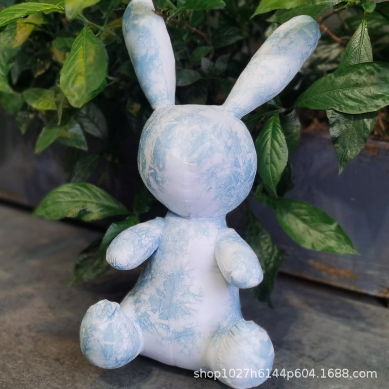 云兮蓝染 板蓝根植物染兔子摆件 云南白族扎染布艺玩具兔 玩偶兔