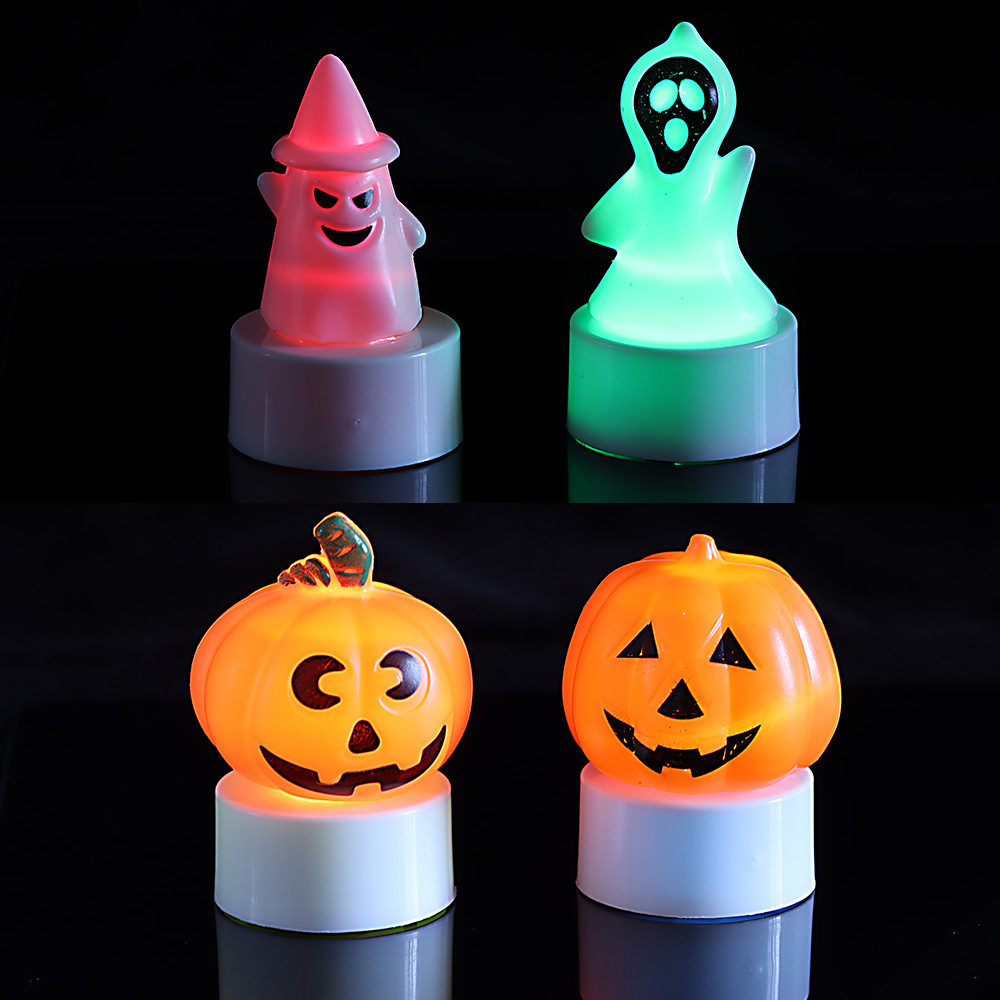 Halloween Candle Light Pumpkin Led Luminescent Lamp Ambience Light Seven-Color Night Light Decoration Ambience Light Ornaments