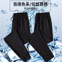 高品质冰丝长裤子男夏季防晒薄款运动休闲垂感高弹速干宽松直筒裤