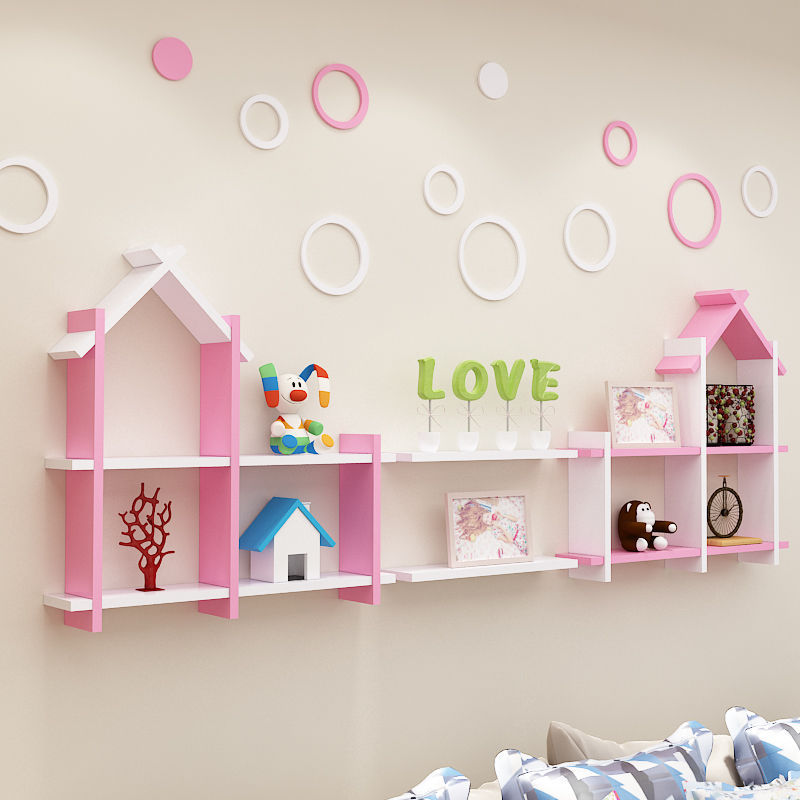 墙上置物架创意小房子壁挂客厅背景墙装饰架儿童卧室壁柜床头隔板