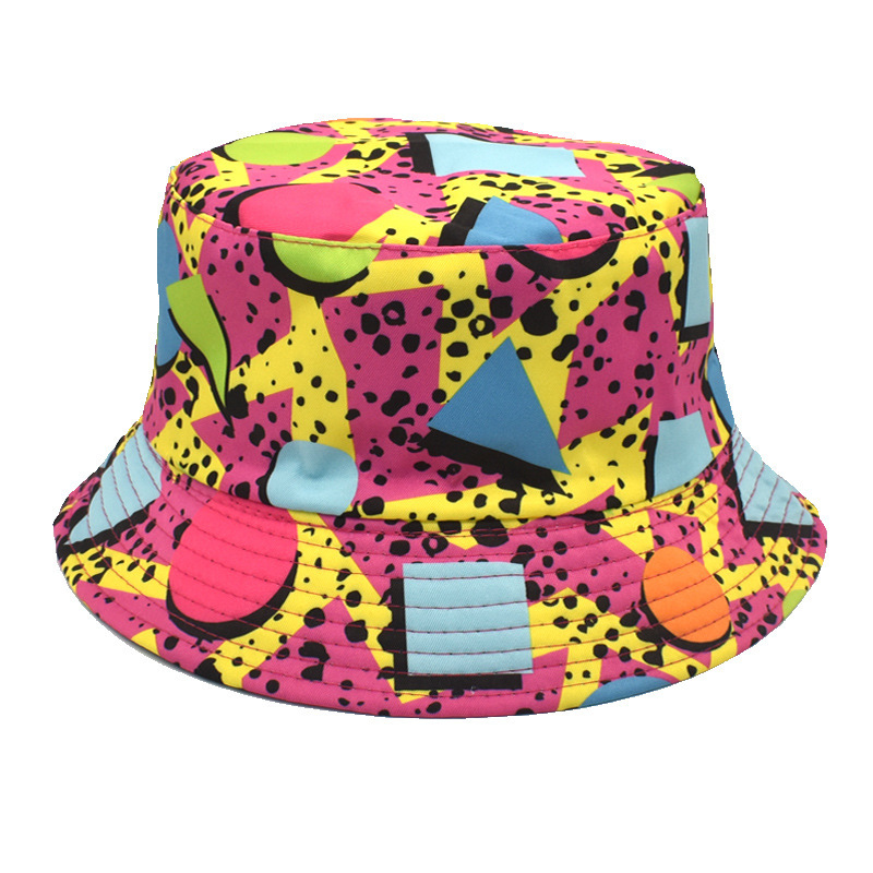 Amazon Men's and Women's New Geometric Diamond Patterns Bucket Hat Fashion Trendy Graffiti Bucket Hat Women's Sun Hat