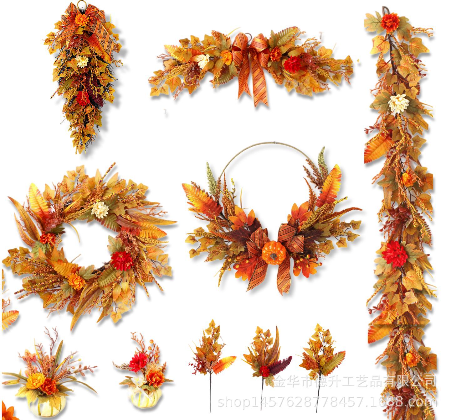 Fake Flower Decoration Decoration Bouquet Harvest Thanksgiving Handmade Berry Maple Rattan Simulation Fern Garland Decorations