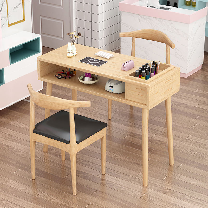 Solid Wood Nail Table Single Net Red Sun Nail Table with Embedded Vacuum Cleaner Mute Nordic Nail Table and Chair Set