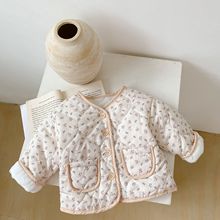 2023冬装新款女宝宝婴幼儿棉袄加厚长袖碎花外套百搭气质开衫外套