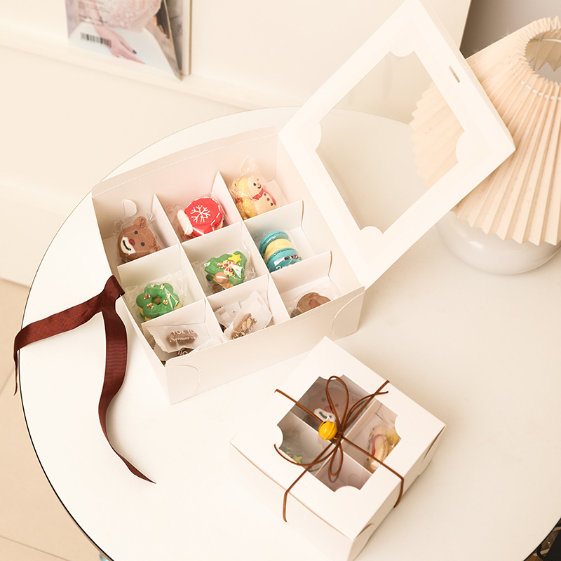 4粒马卡龙6个装打包盒9宫格蛋糕盒慕斯法甜甜品饼干包装盒子批发