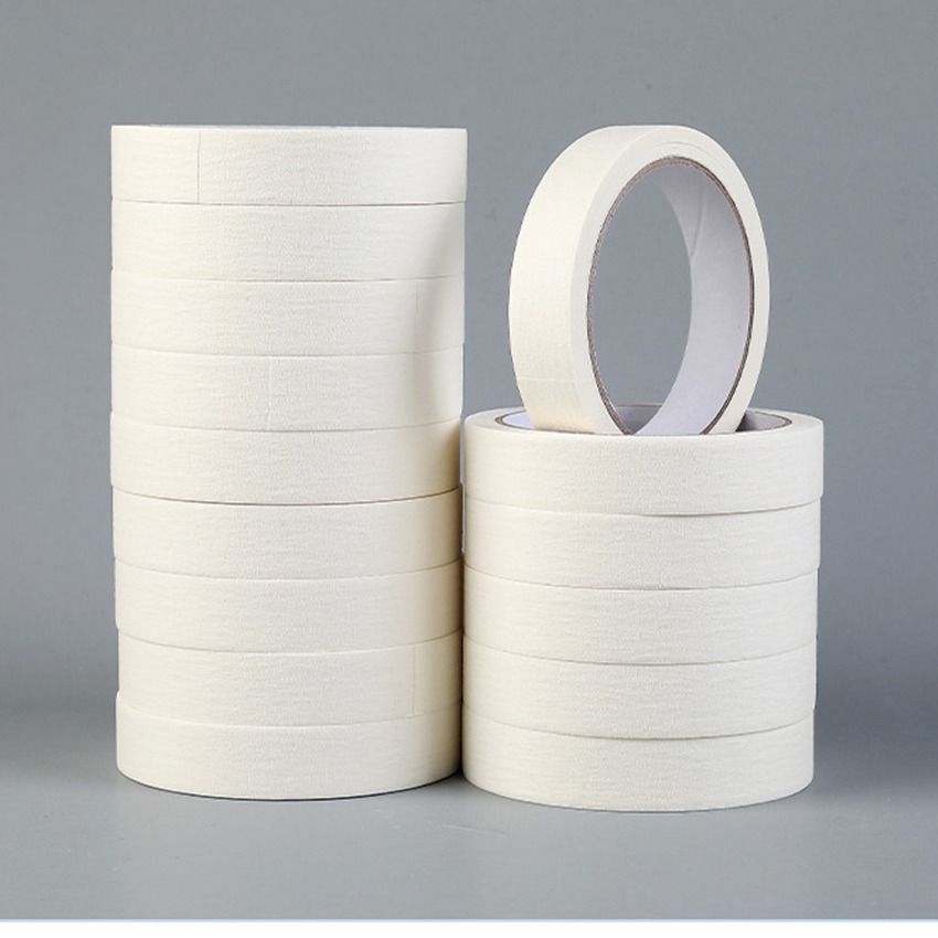 白色中高粘美纹纸胶带批发皱纹纸遮蔽装饰喷漆美缝分色单面美纹胶