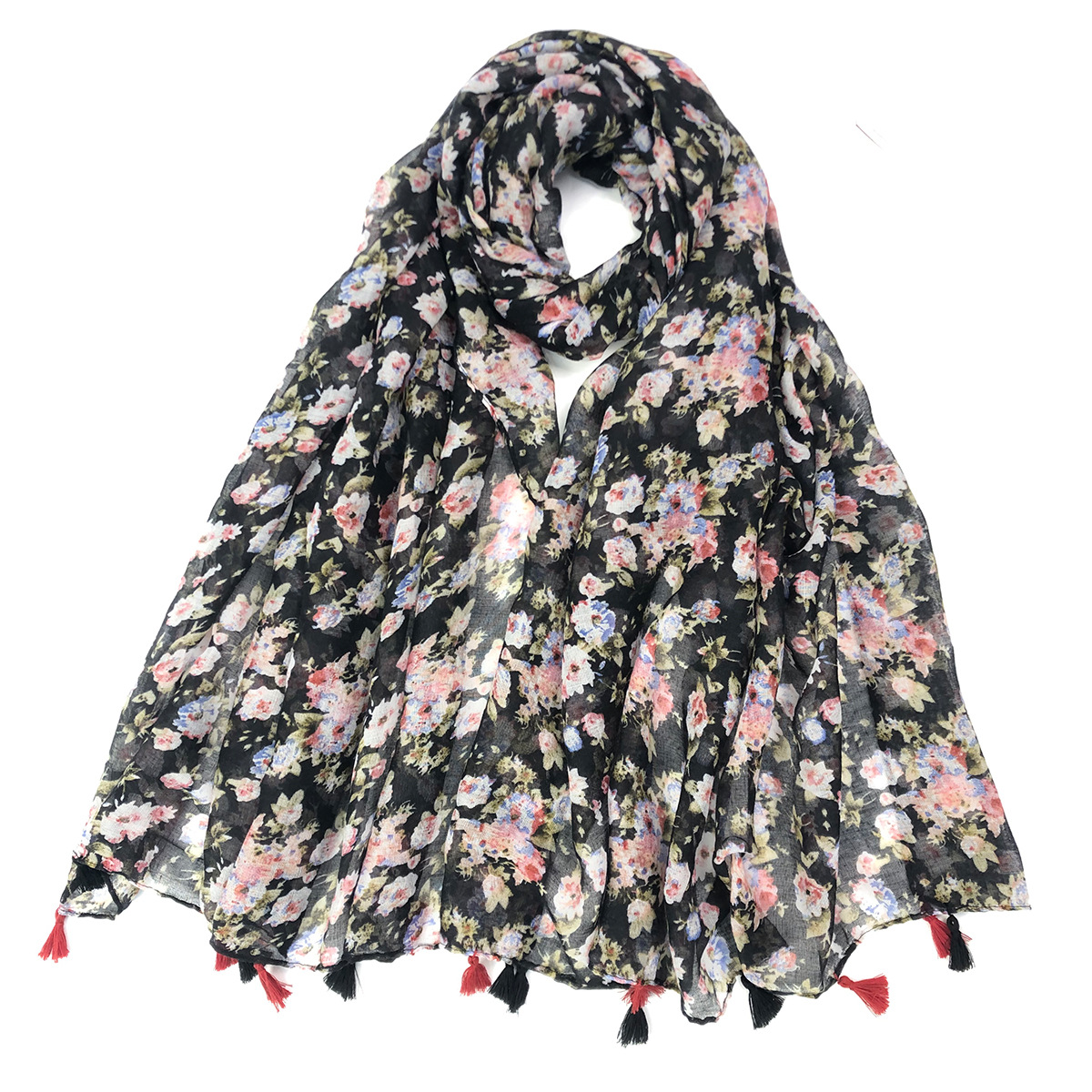 New European and American Spring Summer Fashion All-Matching Printed Tassel Scarf Shawl Exclusive for Cross-Border Factory Wholesale