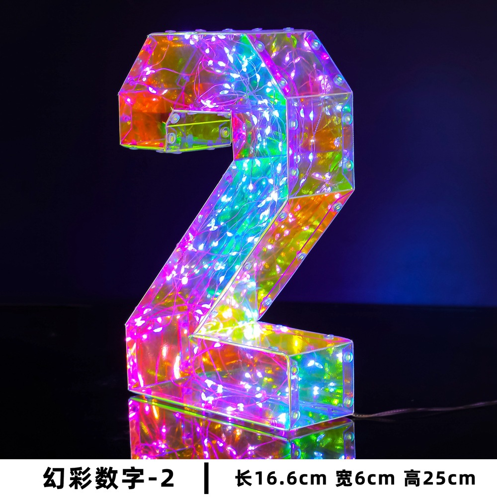 Amazon Creative Letters Digital DIY Christmas Decoration Light Birthday Wedding Full-Year Birthday Party Colorful Luminous Digital