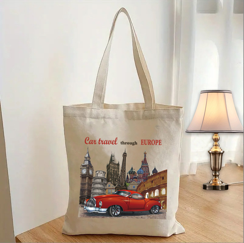 美式复古夏日主题小众ins学生帆布袋办公出行通勤包实用包可定制