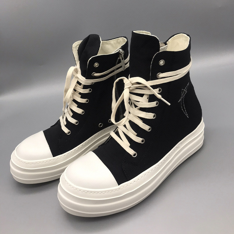 ro鞋高品质复线五芒星缎面帆布鞋男女奶香发泡厚底增高休闲板鞋潮