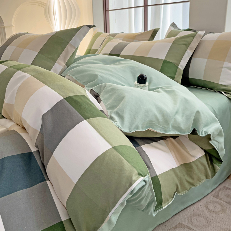 家用a类无印纯棉磨毛床上四件套学生宿舍全棉床单被套礼品三件套