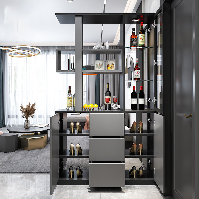 进门酒柜玄关柜鞋柜一体轻奢风客厅玄关隔断柜双面现代简约屏风柜