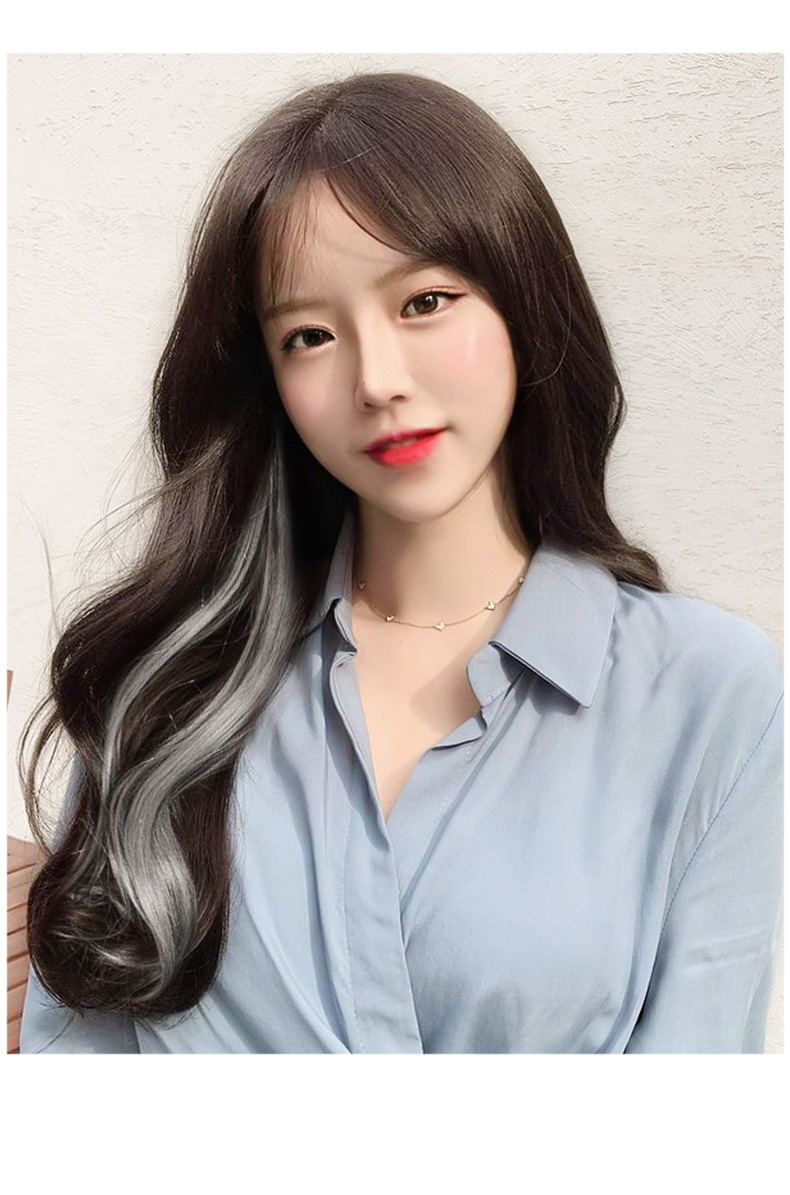 假发片一片式彩色自然隐形挑染渐变女长发卷发假发贴片挂耳染接发