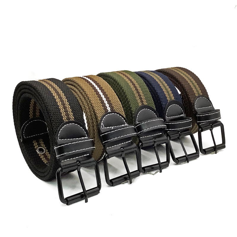 男士针扣户外休闲棉布腰带 韩版学生年轻时尚百搭军训裤带批发